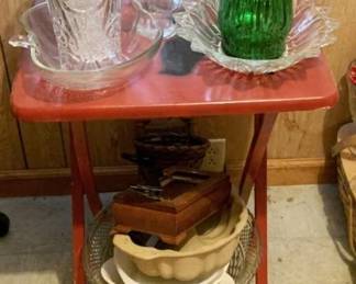 399 - Lot of Assorted Glass Items w/ Wood Tray