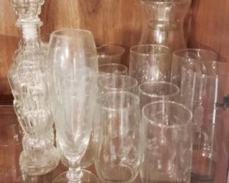 346 - Cabinet Lot of Assorted Glass Items