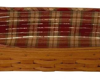 429 - Longaberger Basket w/ plastic & cloth liner (Description): 14 x 8 x 4