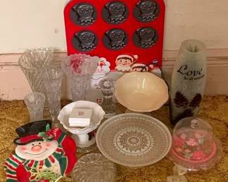 314 - Lot of Assorted Items - Glass Vases, Muffin Pan (Description): & More