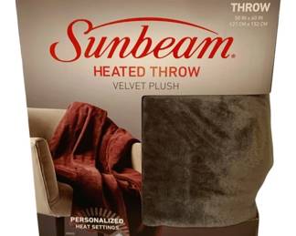 644 - Sunbeam Heated Velvet Throw Velvet Plush (Description): Used as is electric/electronic/mechanical item. No guarantee all components, untested.