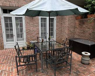 Patio set with 4 chairs and glass top 