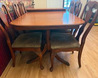 Vintage wood dining table and chairs