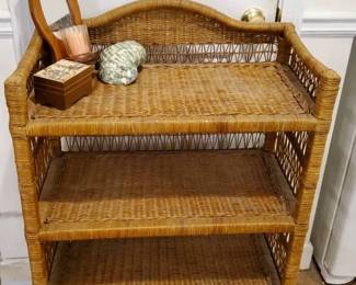 Charming 4Tier Wicker Shelf with Decorative Accents