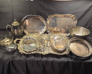Large Lot Of Silver Plated Serving Wares