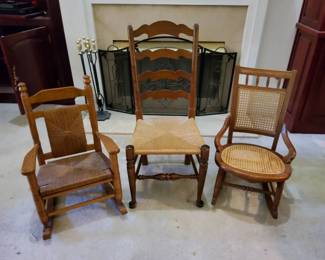Wooden Chair Collection 3Piece Set with Rockers