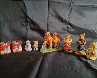 8 Vintage Teddy Bear Figurines Boyds, Cherished Teddies More