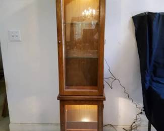 Light Wood Curio Cabinet with Integrated Display Lighting