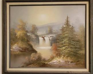 Gray Framed Waterfall Landscape
