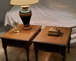 MidCentury Stanley Side Table Set with Decor Lamp Elgin Clock
