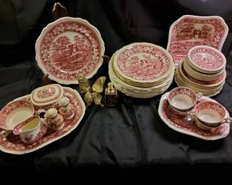 Vintage Copeland Spodes Tower Red Transferware Collection