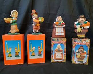 Thanksgiving Pilgrim Collection Candle Holders Figurines