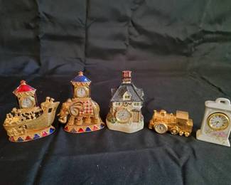 Miniature Decorative Quartz Clock Collection 5 Piece Lot Cannes, Pieve Nicol, Xanadu