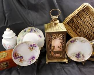 Painted Plates, Brass Hurricane, Keepsake Box