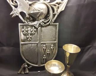 King Arthur Camelot Celebration Set Vintage Wine Champagne Barware with Serving Platter