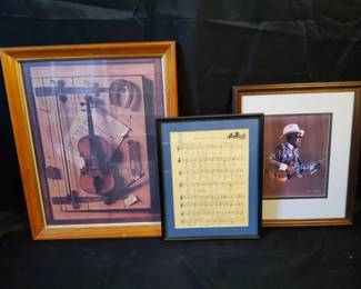 Trio of Framed MusicThemed Art Prints