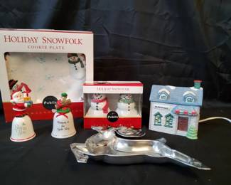 Dreaming Of a White Christmas Lenox Reindeer Dish, Publix Snowfolk Lighted Village