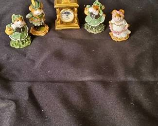 Wee Forest Folk 1 Luck of Irish Figures and Gold Tone Clock