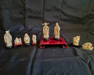 Miniature Asian Sculptures HandCarved Deities Dragon Figures