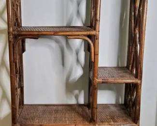 Exotic Rattan BambooStyle 10Shelf Display Cabinet