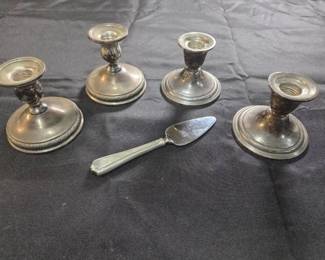 4 Sterling Weighted Candle Sticks Reed Barton Serving Piece