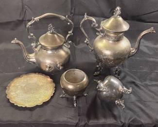 Antique Silver on Copper Tea Pots And Canisters