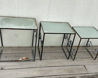 Lot 27: Metal And Glass Nesting Tables