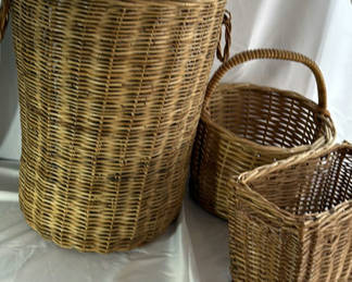 Lot 93: Three Wicker Storage Baskets