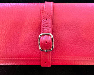 Lot 179: Red leather wallet and assorted jewelry making supplies