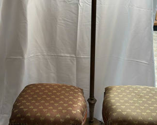 Lot 17: Two Upholstered Stools And A Floor Lamp