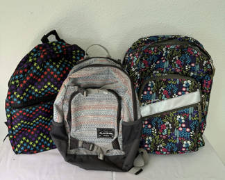 Lot 96: Three patterned backpacks