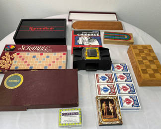 Lot 138: Scrabble, Cards, Cribbage, and Chess Oh My!