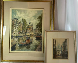 Lot 23: Two framed, signed and numbered Lithos of watercolors