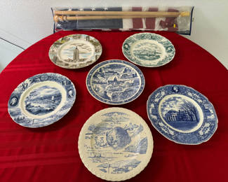 Lot 37: Americana Collectable Plate and Flag Set