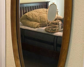 Lot 12: Oval Mirror And A Brass Trash Can