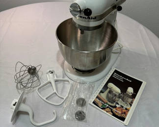 Lot 128: KitchenAid Classic Stand Mixer with Accessories and Cover