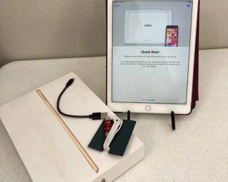 Apple iPad Wi-Fi 32GB Gold 9.7 Inch Tablet 6th Gen 2018 With Case USB Cable & Earphones
