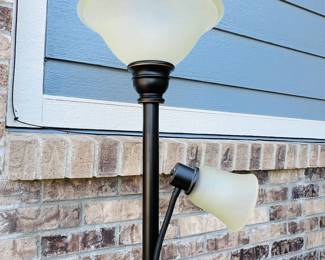Black Torchiere Floor Lamp with Glass Shades -Adjustable Reading Light 72"
