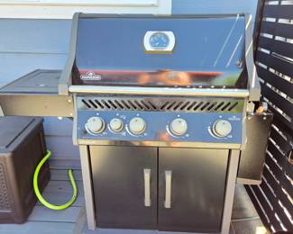 Napoleon Rogue XT Propane Gas Grill w/ Side Burner, Cover & Cast Iron Grates