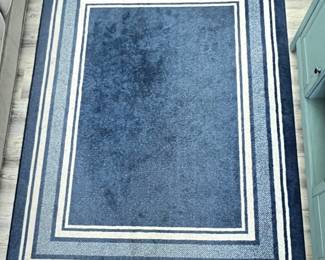 Beverly Rug Carmel Collection Blue Polyester Area Rug 82x63 Inches - Non-Slip
