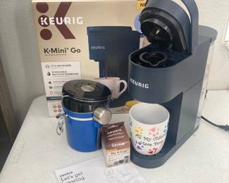  Keurig K Mini Go Single Serve Coffee Maker Blue Compact Portable 2020s/ Coffee Canister/ Paw Mug/ My K Cup