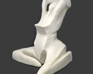 Abstract Female Figure Plaster Sculpture Signed Art Statue 14" Modernist Nude - Contemporary Art