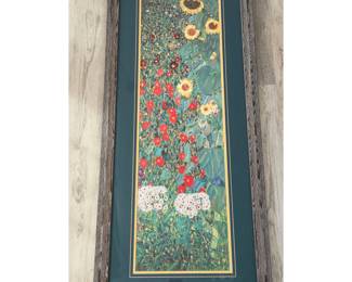 Gustav Klimt "Garden of Sunflowers" Framed Lithograph Floral Art Print 20" x 45"