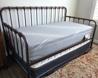 Bronze-Tone Metal Daybed with Twin Trundle, Sealy Foam Mattress & Twin Mattress