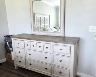 Liberty Furniture Coastal Farmhouse Dresser with Mirror - 9 Drawers