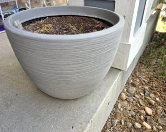 Modern Outdoor Large Gray Resin Planter Pot -20" Dia. 15" Height