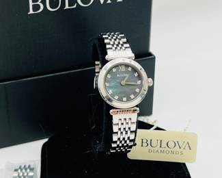 Bulova Women's Diamond Accent Watch with Mother-of-Pearl Dial, Box & Papers