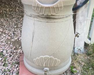  Round Resin Garden Cistern 21 Inch Diameter 31 Inch Tall Beige Outdoor Water Storage