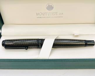 Monteverde USA Carbon Fiber Fountain Pen with Box, Papers & Ink Cartridge