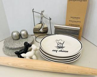 Pizza Lot: Kate Spade Lenox Plates, Pampered Chef Wine Opener, Rolling Pin, Pizza Cutter, and More